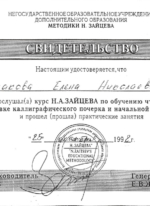 сертификат обучение по методике зайцева